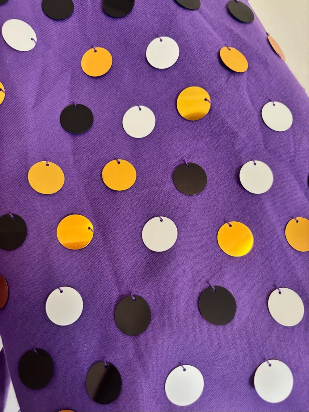 BiBi Purple 'Game Day' Sweatshirt with Yellow Script and Multi Polka Pom Sleeves - Picture 6 of 7